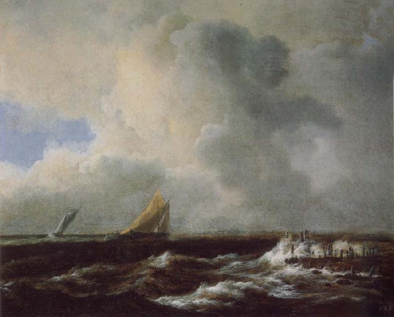 Jacob van Ruisdael Vessels in a Choppy sea oil painting image